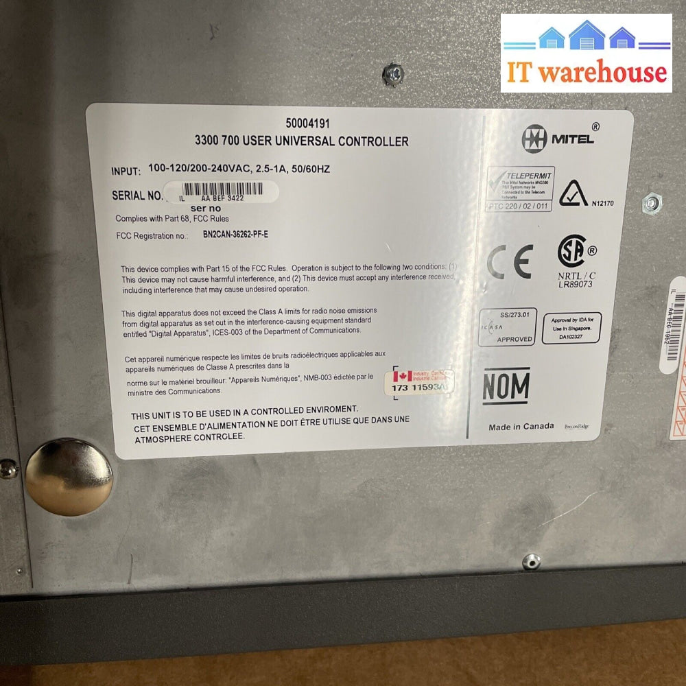 Nice ~ Mitel 3300 Lx 700 Universal Controller 50004191