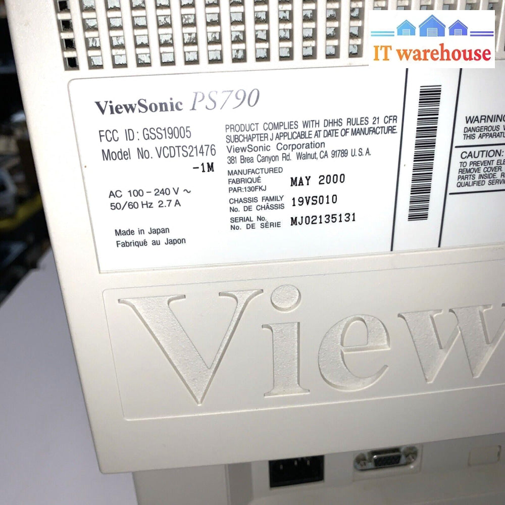 Nice ~ vintage 19’’ ViewSonic PS790 CRT Monitor 1600 x 1280 (Year 2000)