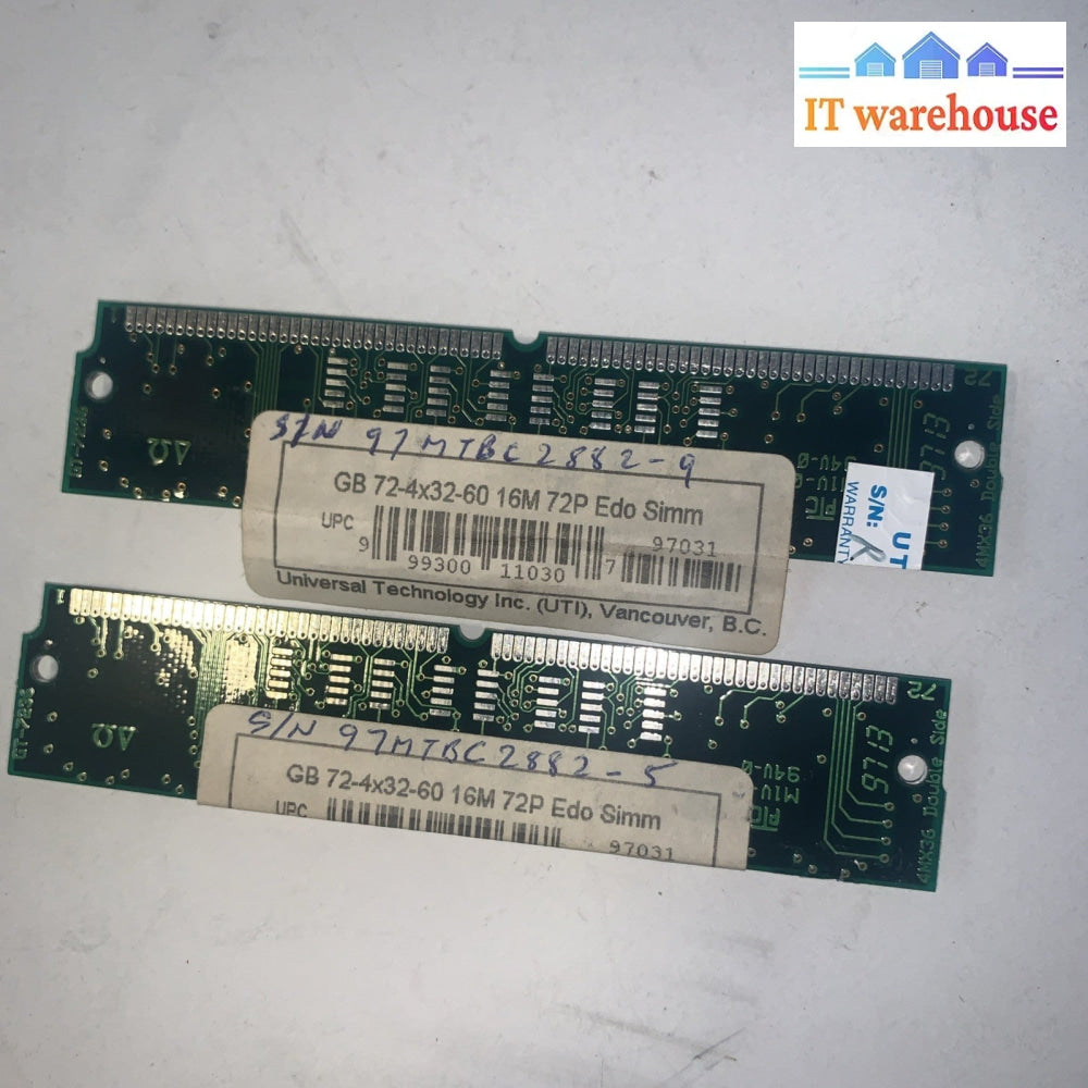 Pair of Vintage 72 Pin 72-4x32-60 16M 72P Edo Simm Memory