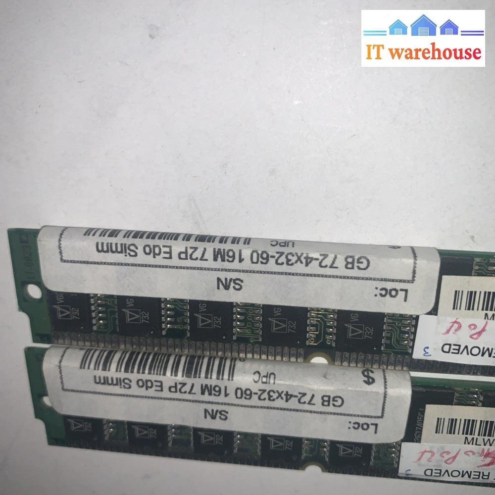 Pair of Vintage GB 72 Pin 72-4x32-60 16M 72P Edo Simm Memory