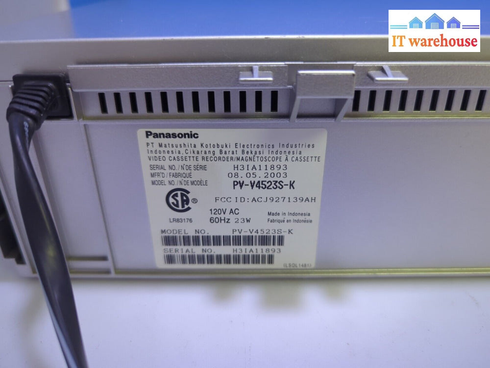 Panasonic Pv-V4523S-K Vcr 4 Head Hifi Vhs Player Tested (No Remote) -