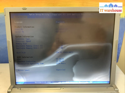 Panasonic Toughbook Cf-T8 12.1”Laptop Intel C2D 1.6Ghz 3Gb Ram 250Gb Hdd Win 7