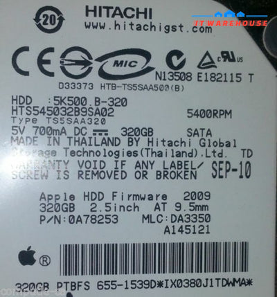 Pcb - Hitachi 500Gb 5K500.B320 Hts545032B9Sa02 P/N:0A78253 Apple Fireware 2009