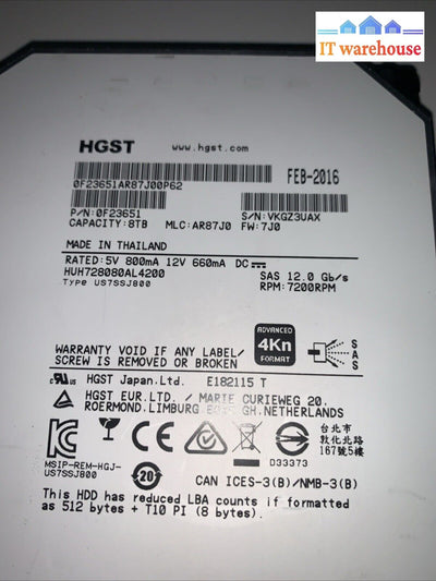 PCB only-HUH728080AL5200 006-0A90444 0J43670 Circuit Board HDD data recovery