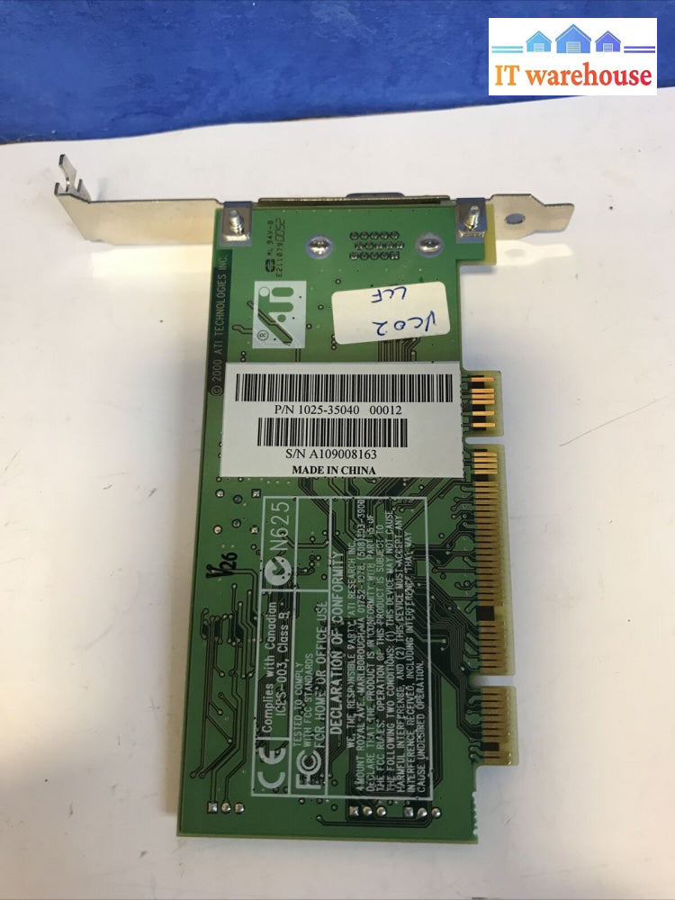 Pci Card Ati 109-72300-10 Rage Xl 72303 1025-35040 Vga Ragexl