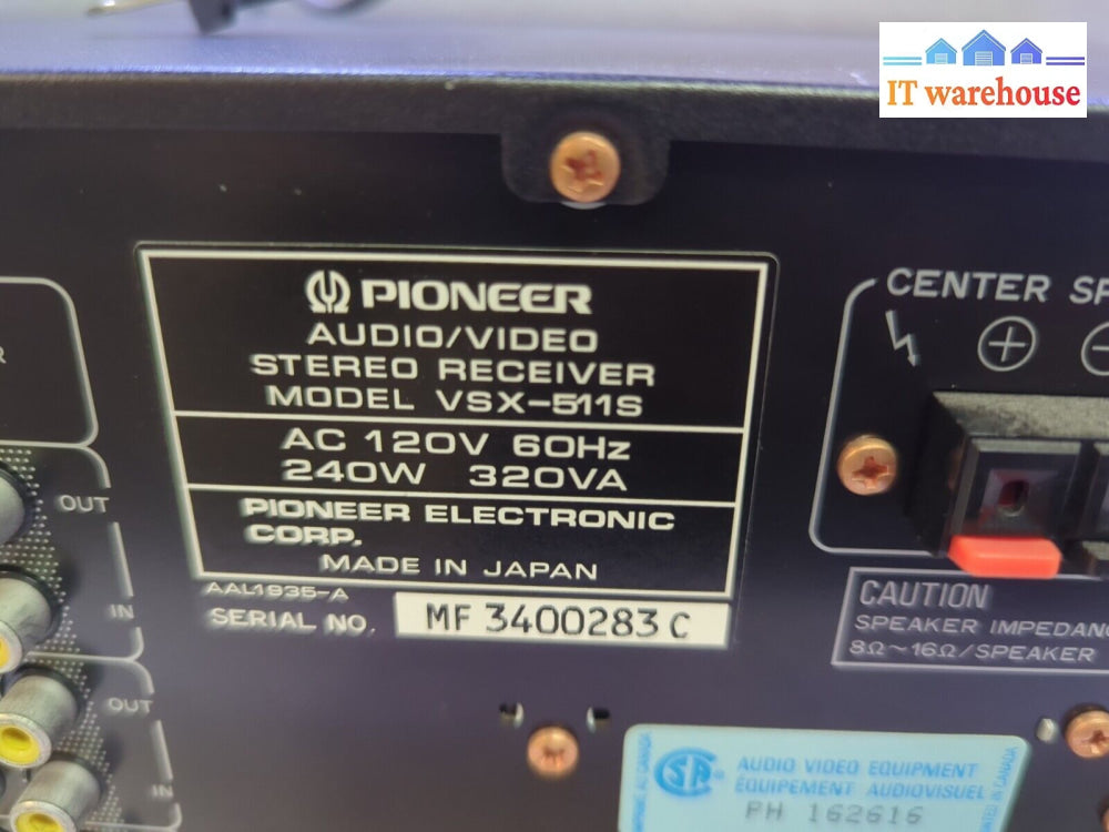 - Pioneer Vsx-511Sav Receiver Amplifier Stereo Bundle Pro-Logic (No Remote)