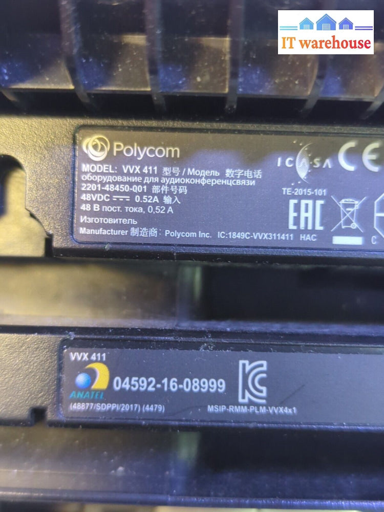 - Polycom Vvx 411 Gigabit Poe 12-Line Ip Phone Black Tested (No Charger)