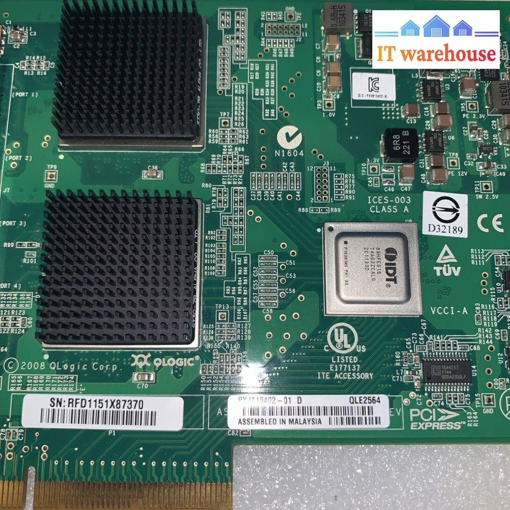 Qlogic Qle2564L Px4810402-01 D Quad Port 8Gbps Fiber Channel Adapter Fc Hba Dell