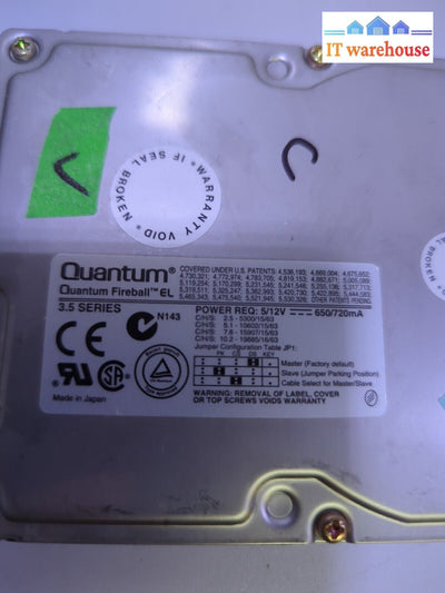 Quantum Fireball 3.5’ Ide Hard Drive El 2.5At El25A881 Tested -