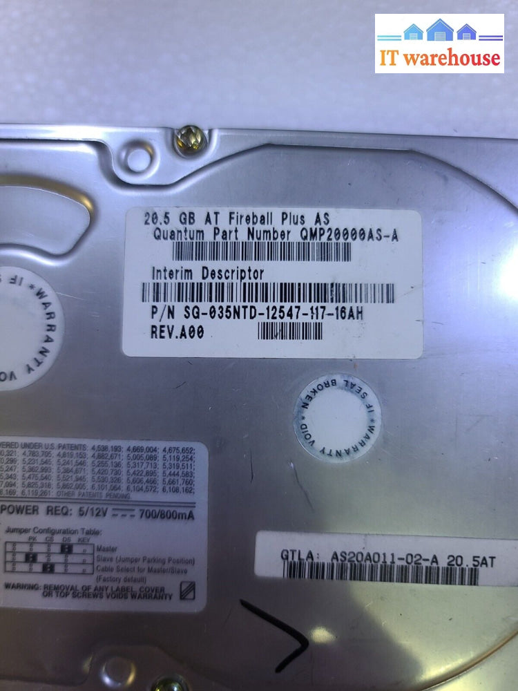 - Quantum Qmp20000As-A 20.5Gb At Fireball Plus As 3. 5’ Ide Hard Drive Tested