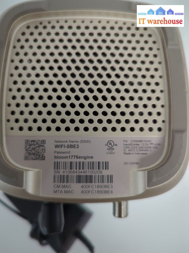 ROGERS CGM4981 3.1 Tri-Band Wi-Fi 6 Panoramic Wifi Gateway
