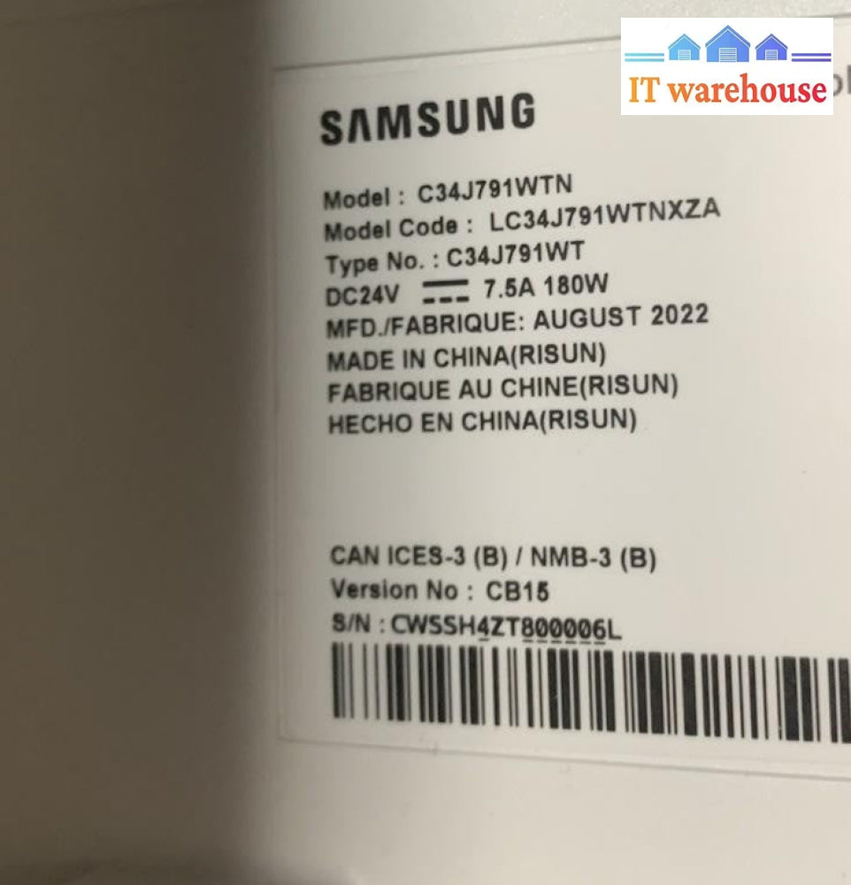 SAMSUNG 34" C34J791WTN C34J791 MONITOR MAIN BOARD BN94-17365A + T-con board