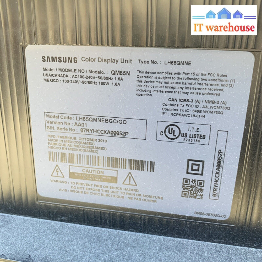 SAMSUNG 65 IN QM65N QMN Series LH65QMNEBGC/GO Main board