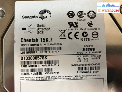 Seagate 9Fl066-031 300Gb 15K 3.5’ Sas Hdd St3300657Ss G417P W/ Caddy 005048956 ~