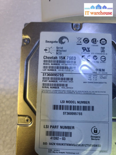 - Seagate Cheetah 15K.7Sed 600Gb 3.5’’ Sas 6G 16Mb St3600957Ss Hdd Tested