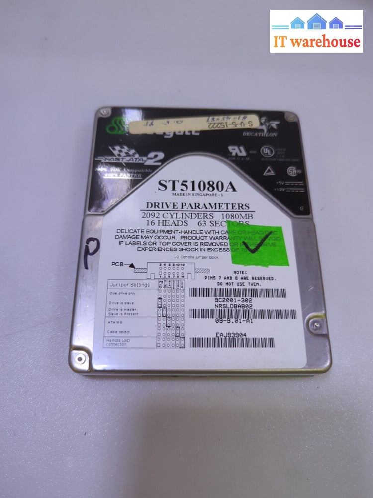 Seagate Medalist St51080A 1080Mb 3.5’ Ide Hard Disk Drive Tested -