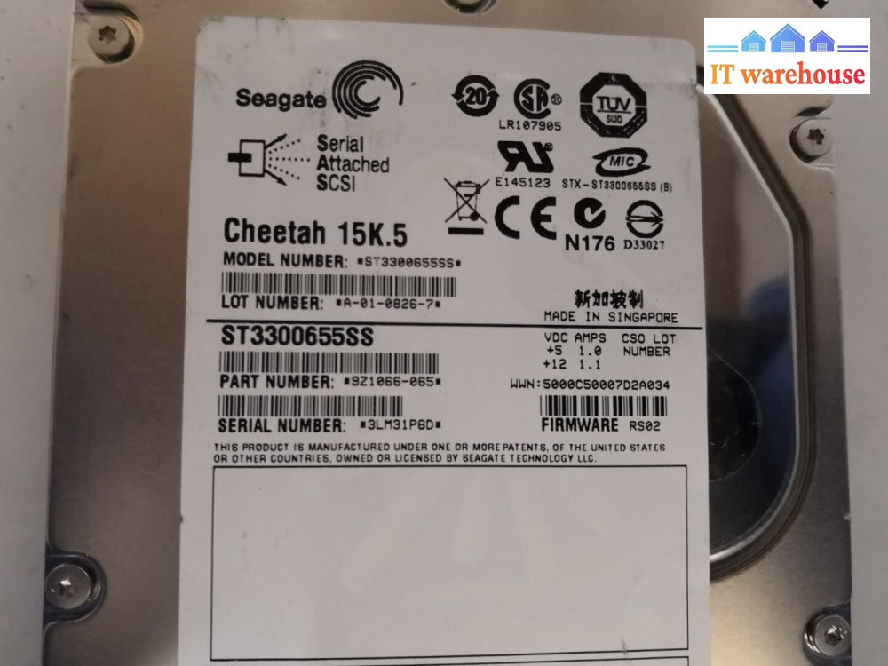 Seagate ST3300655SS 9Z1066-065 300GB 15K SAS 3.5 Hard Drive W/TRAY @@-