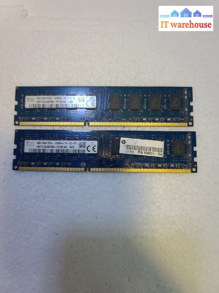 - SK Hynix 16GB(8GBX2) HMT41GU6BFR8A-PB PC3L-12800 DDR3 Desktop Memory Tested
