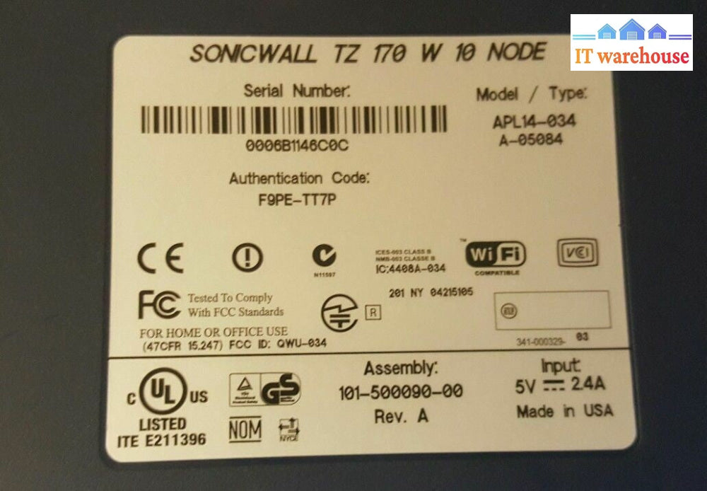 SonicWall TZ 170 W 10 NODE