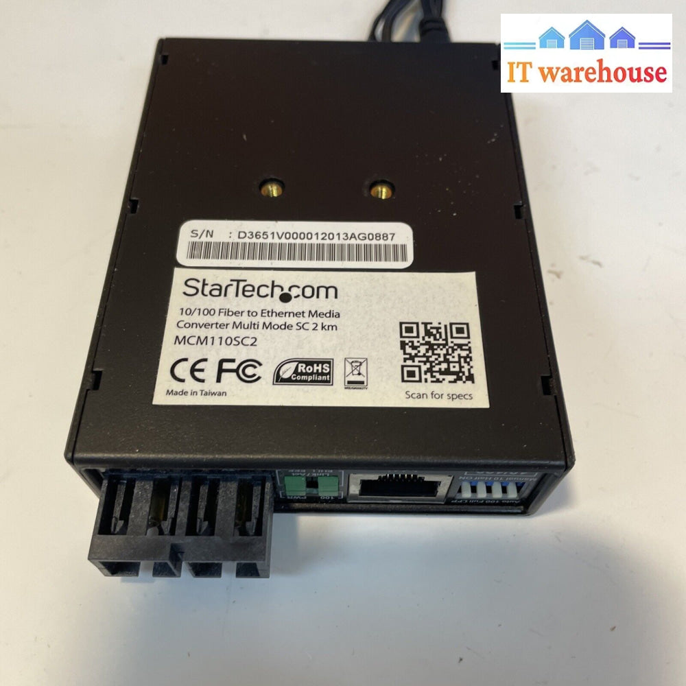Startech 10/100 Fiber To Ethernet Media Converter Multi Mode Sc 2 Km