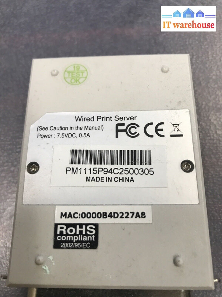 Startech.com 1 Port 10/100 Mbps Ethernet Parallel Network Print Server Pm1115P