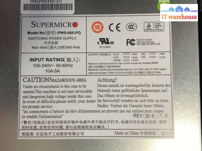 Supermicro Pws-665-Pq 665W Switching Power Supply