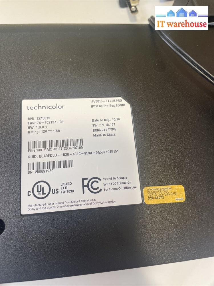 Telus Technicolor Ipv6015-Telusprd Hdmi