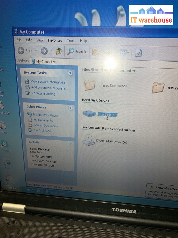 Toshiba TECRA A3 Laptop with Windows XP SP3