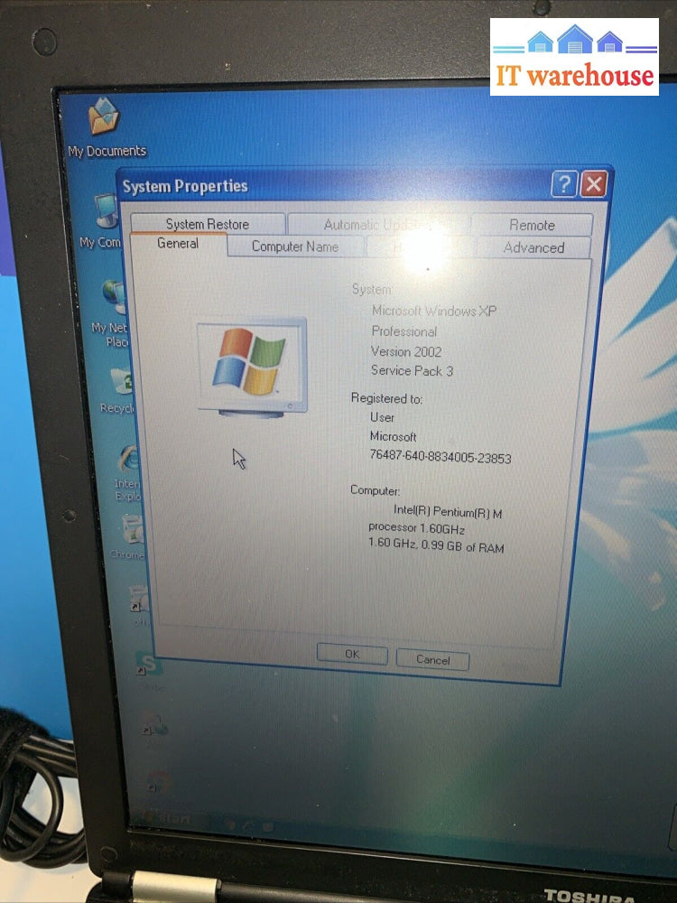 Toshiba TECRA A3 Laptop with Windows XP SP3
