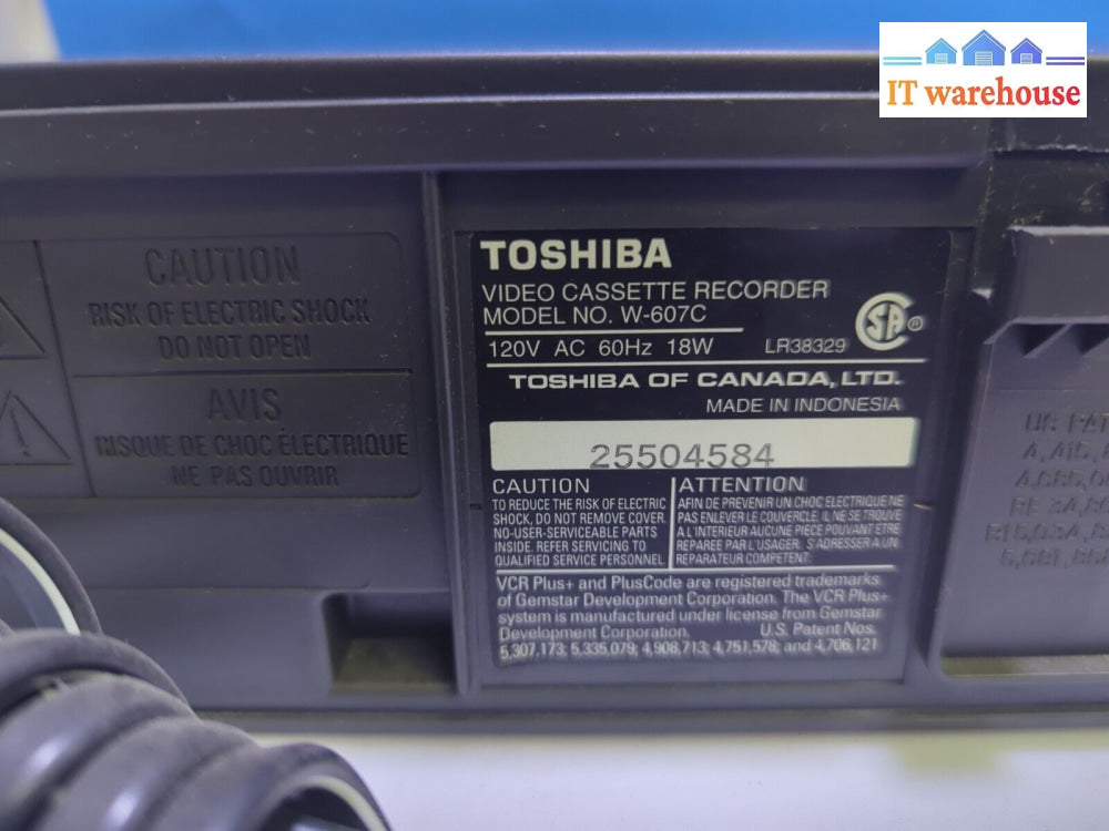 Toshiba W-607C Hifi Stereo Vhs Player Tested (No Remote) -