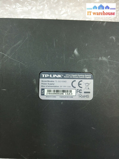 - Tp-Link 8-Port Gigabit Desktop Switch Tl-Sg1008D With 9V Adapter