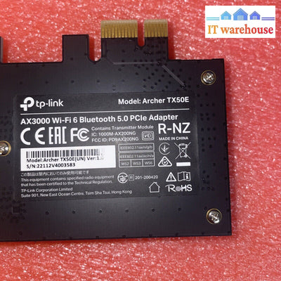 Tp-Link Archer Tx50E Ax3000 Wi-Fi 6 Bluetooth 5.0 Pcie Adapter(No Io Plate)
