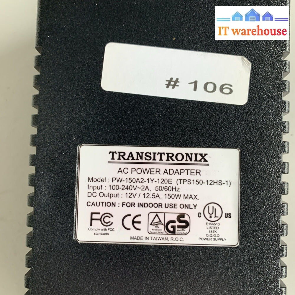 Transitronix PW-150A2-1Y-120E 12V 12.5A 150W Adapter 4Pin Power Supply (#106)