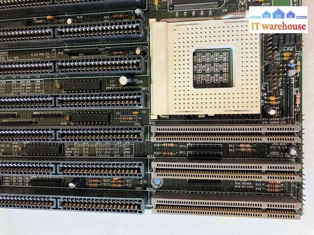 ~ Vintage 486 Tk 8498F/Gp 4N D24 Mother Board Umc Amibios 1993 W/ 2X 72Pin Sdram