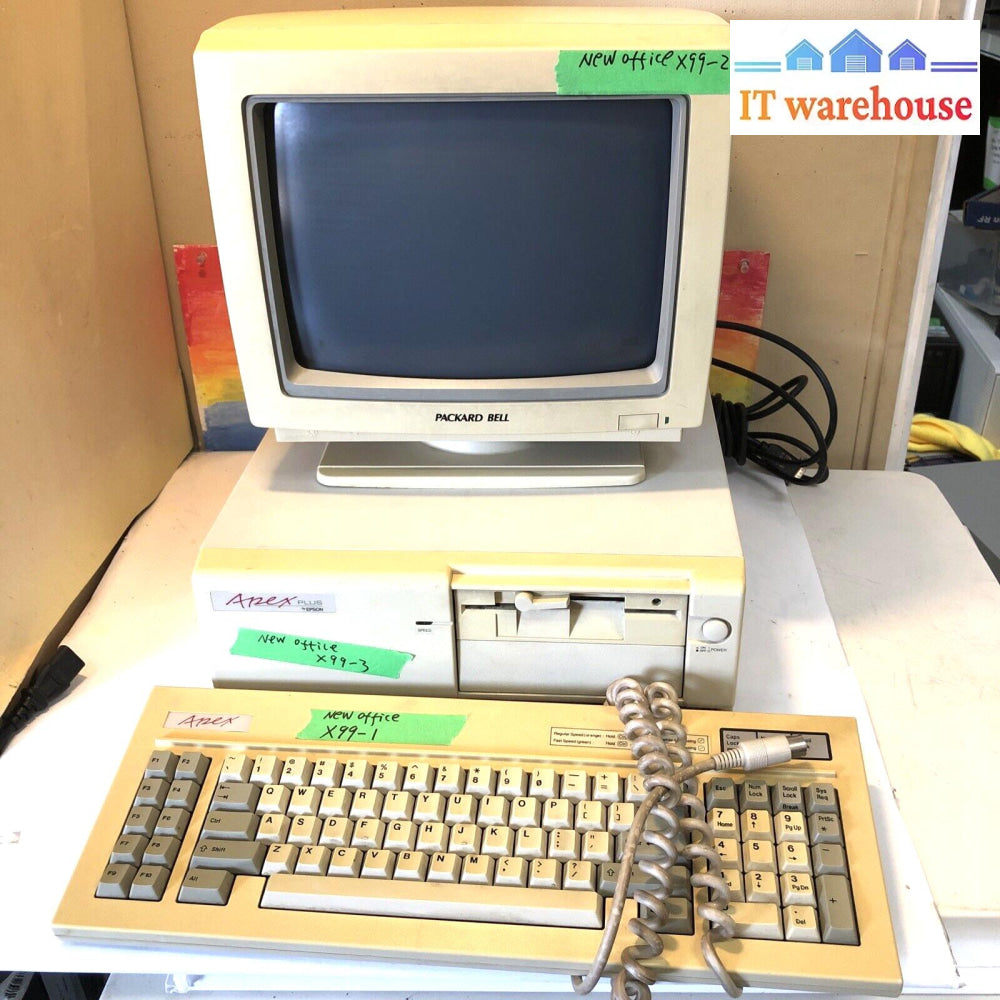 $ Vintage Epson Apex Plus Ap3001A Computer No Hdd /W Monitor Tested