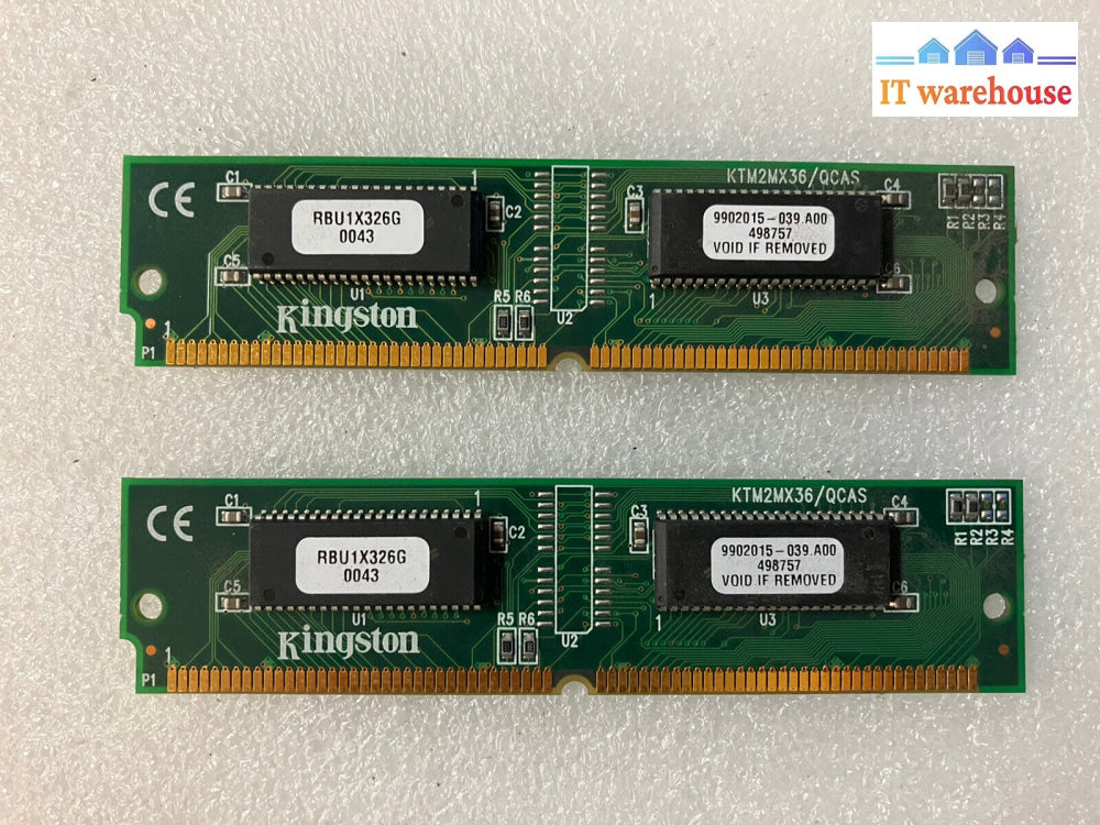 ~(Vintage) Lot Of 2 Ktm2Mx36/Qcas Kingston 8Mb 60Ns 72-Pin Simm Memory Module