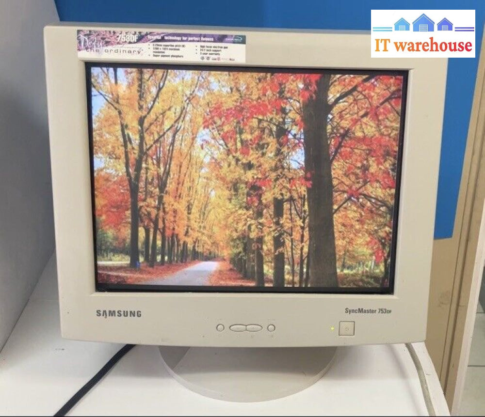Vintage Samsung Syncmaster 753Df 17’ Gaming Crt Monitor With Vga & Power Cord ~