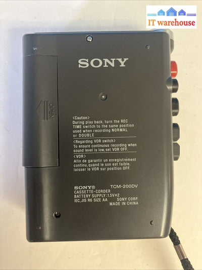 Vintage Sony Handheld Voice Recorder Tcm-200Dv Cassette Corder Player *Tested* ~