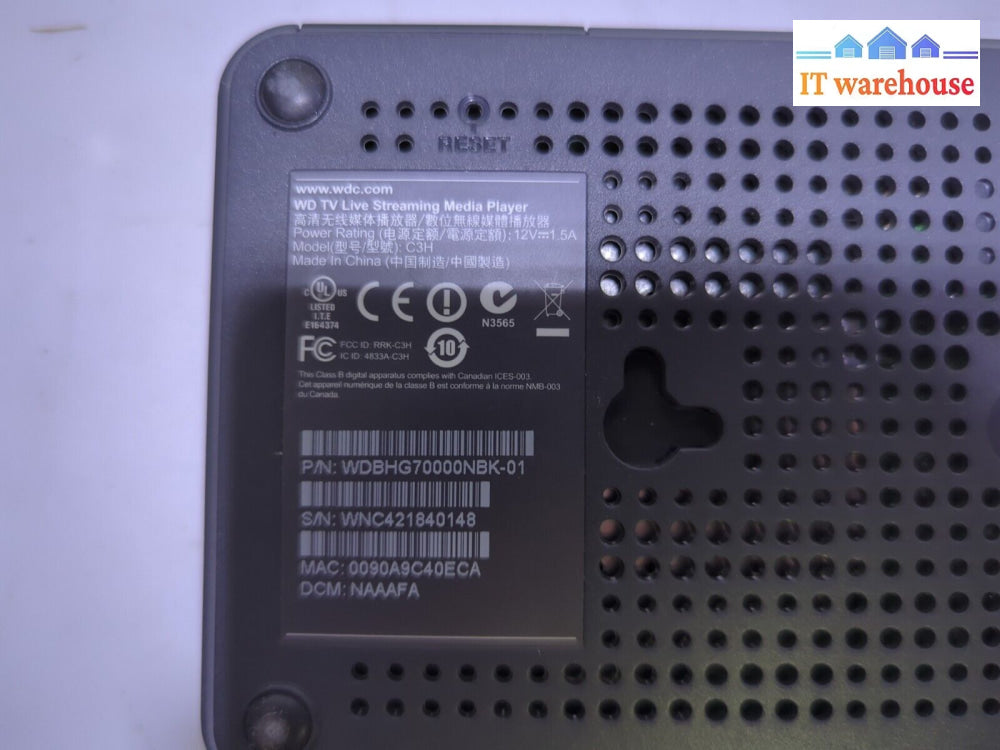 - Wd Live Tv Streaming Media Player Western Digital Model C3H (No Remote)