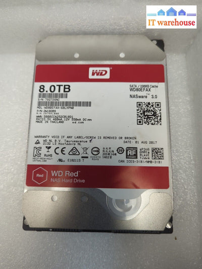 Western Digital NAS SATA 8TB Hard Drive WD80EFAX 5400 RPM NASware 3.0 TESTED