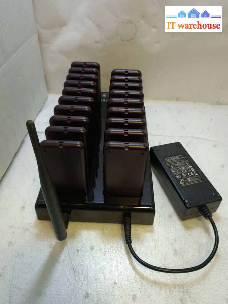 - Wireless Queuing Calling System 1 Transmitter + 19 Call Coaster Pagers Tested