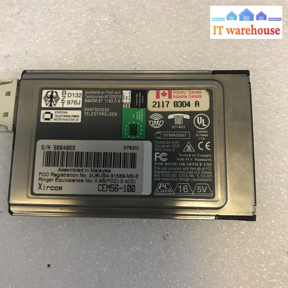Xircom Creditcard Ethernet 10/100 + Modem 56 For Win95 And Nt