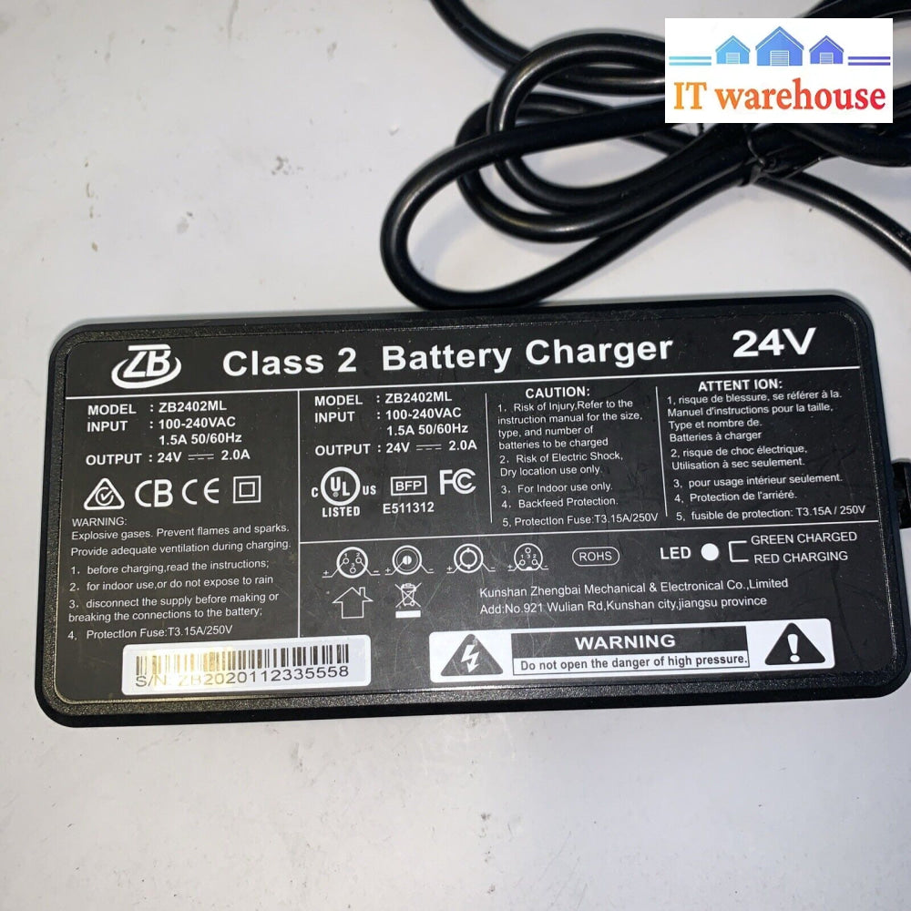 ZB ZB2402ML Charger 24V 2A with adapter