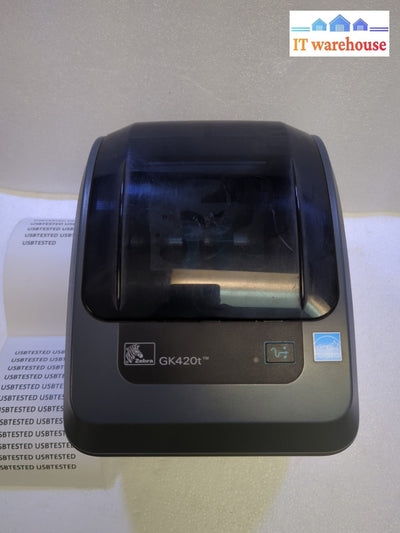 Zebra GK420T Thermal Label Printer USB Ethernet (No AC adapter) Tested
