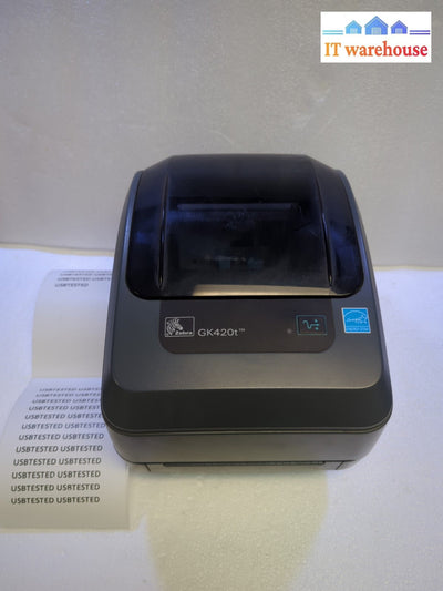 Zebra GK420T Thermal Label Printer USB Ethernet (No AC adapter) Tested