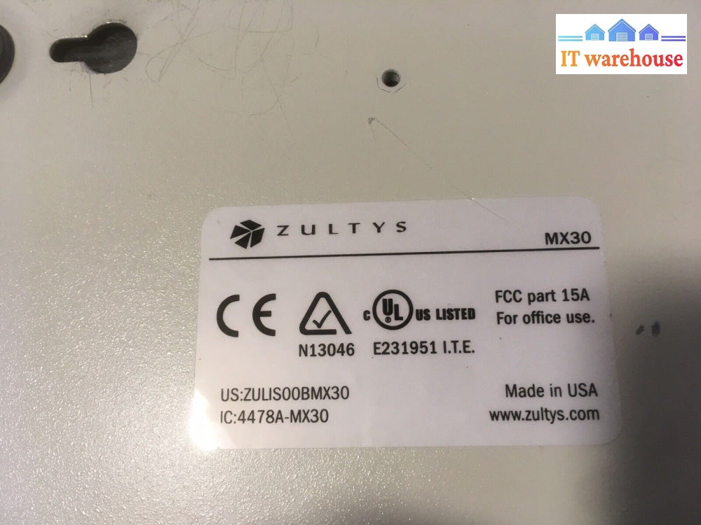 + Zultys Enterprise Media Exchange Mx30 Pn 89-00030 11C41 004321 W/ Ac