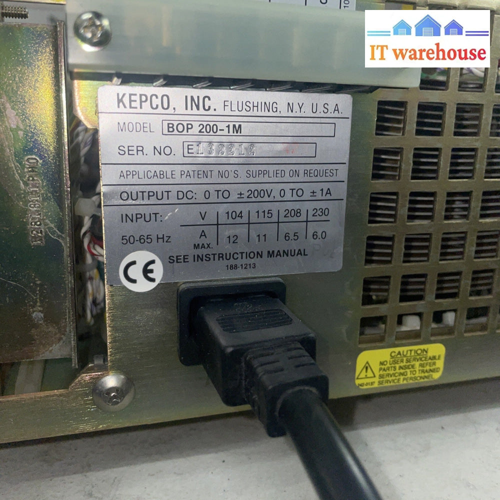 1× KEPCO BOP200-1M 200V 1A Bipolar Operational Power Supply