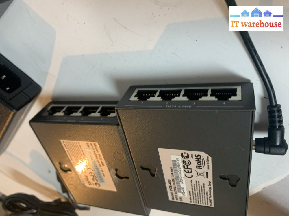 （1 set) PLANET POE-400 4-Port Gigabit IEEE 802.3AF PoE Injector Hub