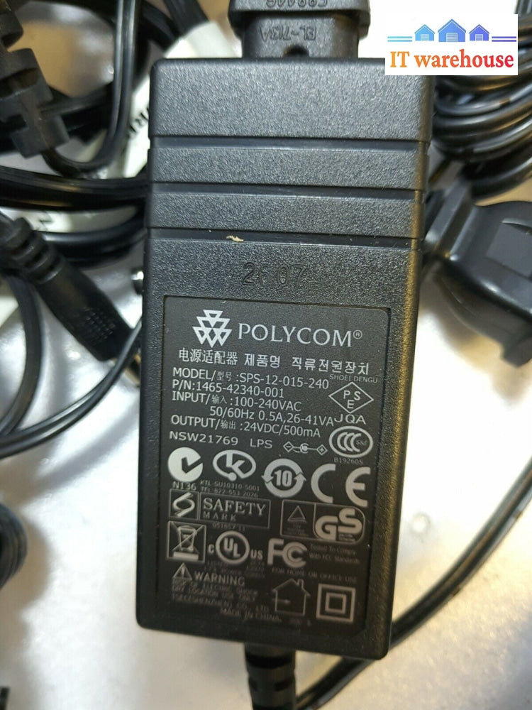 - 10x NEW  Polycom Power Supply SPS-12A-015 24V 500mA 1465-42340 W/Power Cord