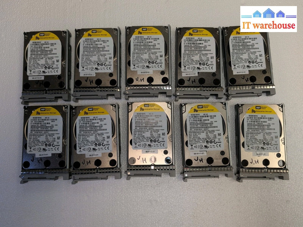 10x WD XE WD3001BKHG 300 GB SAS 2.5"  Server Drive W/Caddy A03-D300GA2 Tested -